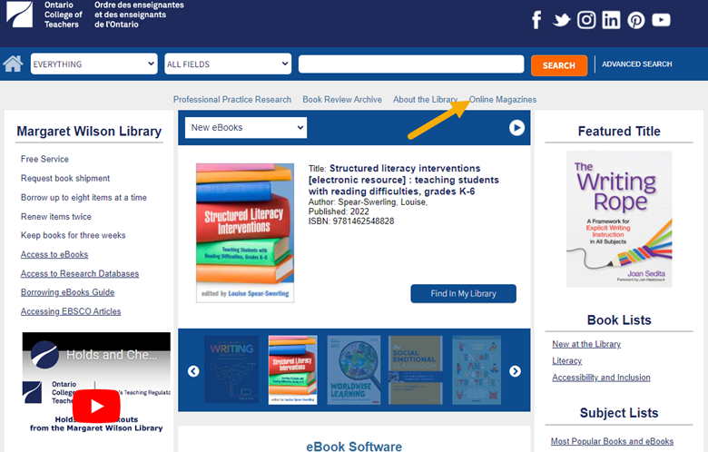 Screenshot of library webpage highlighting link to access Flipster.